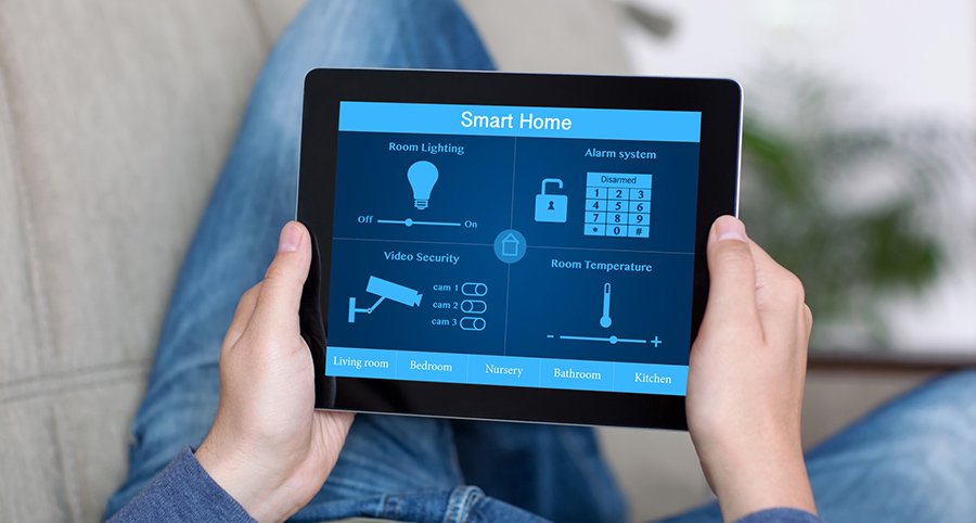 The ability to access and control security components from a mobile device is one of the top smart home trends in Chicago. Close-up of smart home security app.